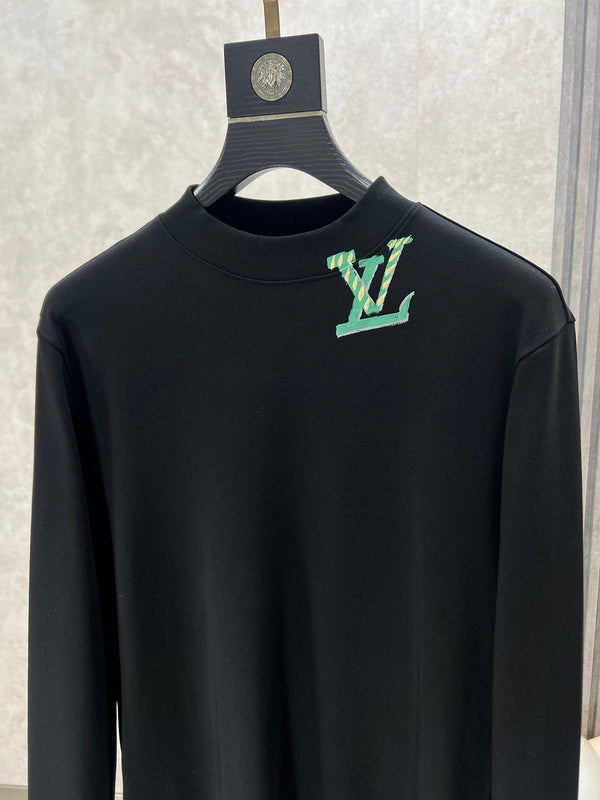 Front view of Louis Vuitton luxury clothing with monogram-inspired silhouette