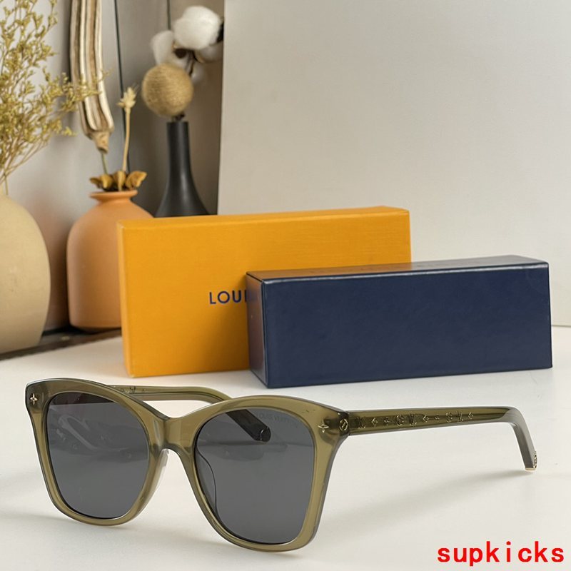 Close-up detail view of Louis Vuitton unisex sunglasses