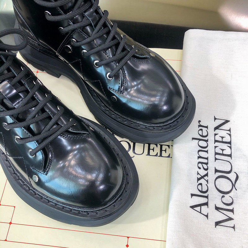 Alexander McQueen Red Ankle Boots - Heel Detail View