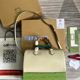 Top view of classic signature women's handbag – women's designer-style accessory