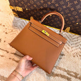 Side view of modern structured handbag