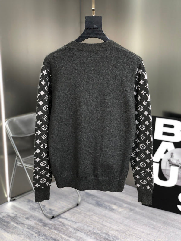 Side profile of Louis Vuitton luxury clothing with signature branding