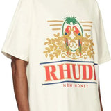 Full styled look of Rhude luxury clothing with relaxed-fit cut