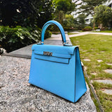Side view of graceful structured handbag