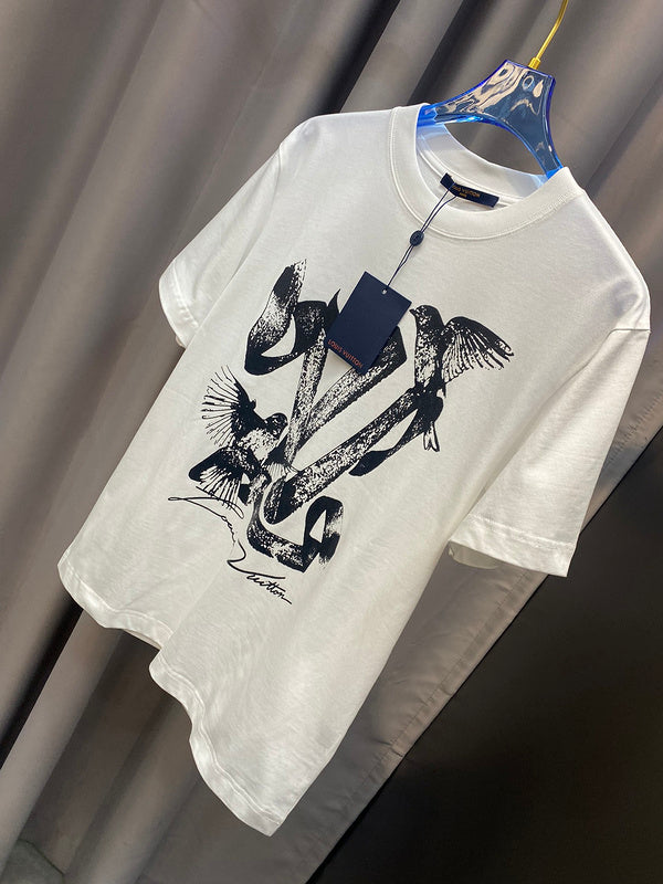 Close-up detail shot of Louis Vuitton cotton t-shirt with tailored silhouette
