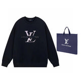 Front view of Louis Vuitton luxury clothing with signature branding