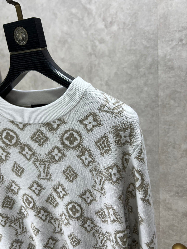 Full styled look of Louis Vuitton luxury clothing with logo-detail design