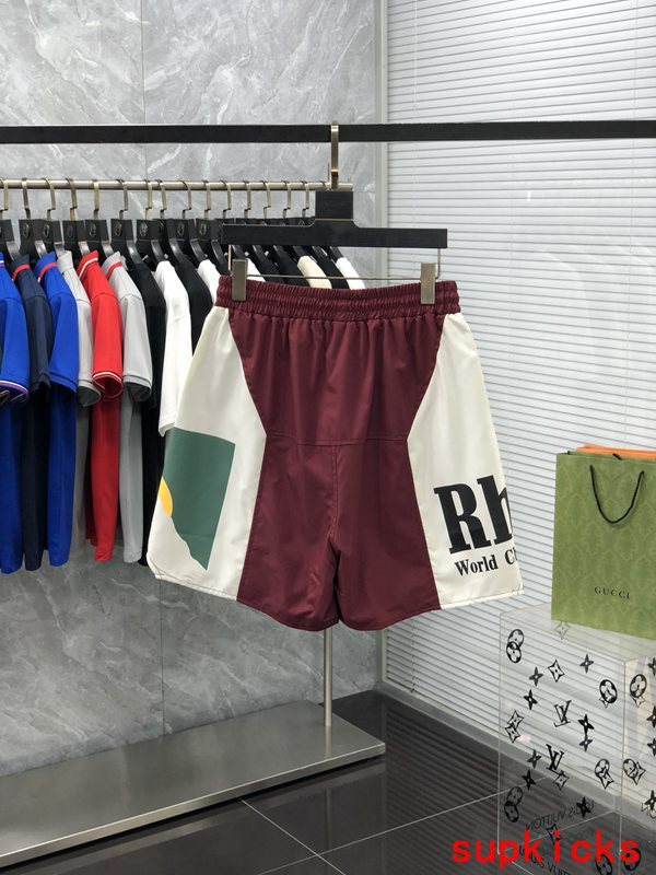 Side profile of Rhude luxury clothing with streetwear-inspired cut