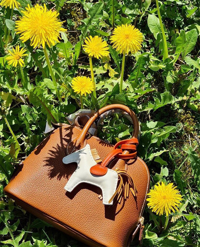 Close-up detail of statement bag design