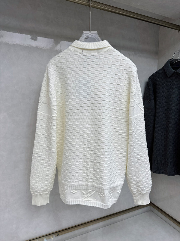 Side profile of Louis Vuitton luxury clothing with runway-inspired design