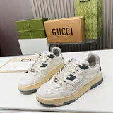 Side profile of Gucci clean off-white sneakers bold athletic profile