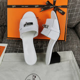 Hermès Grey Platform Sandals - Heel Detail View