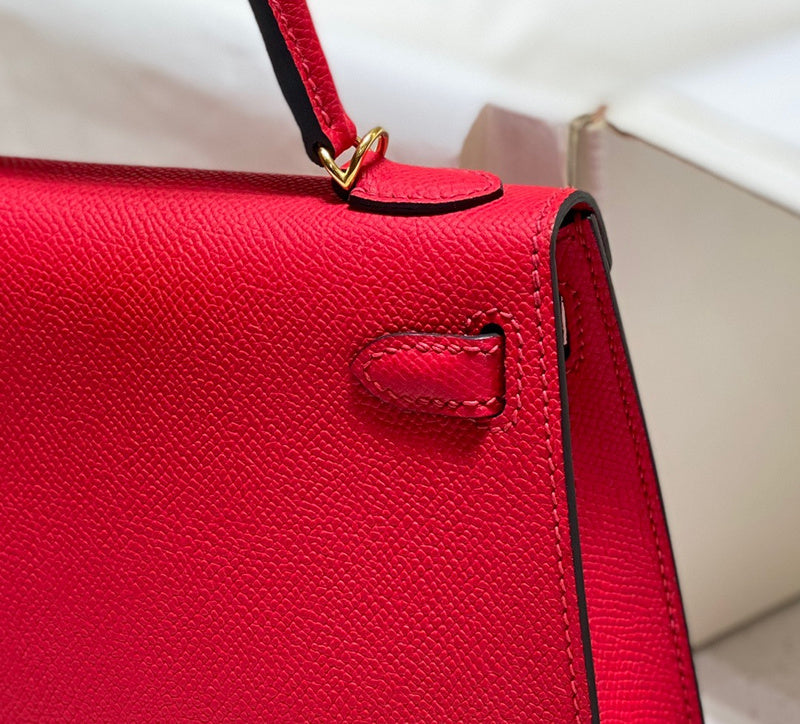 Side view of sophisticated structured handbag