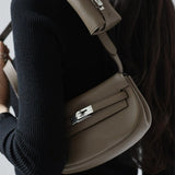 Side view of effortless structured handbag