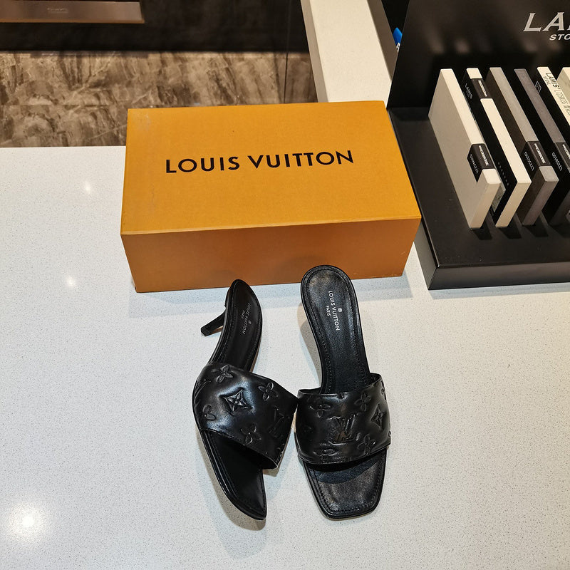Louis Vuitton Grey Platform Heels - Angled View