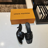 Louis Vuitton Grey Platform Heels - Angled View