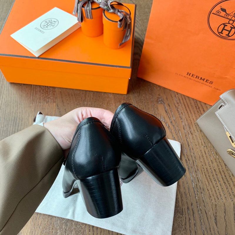 Hermès Grey Platform Heels - Back View