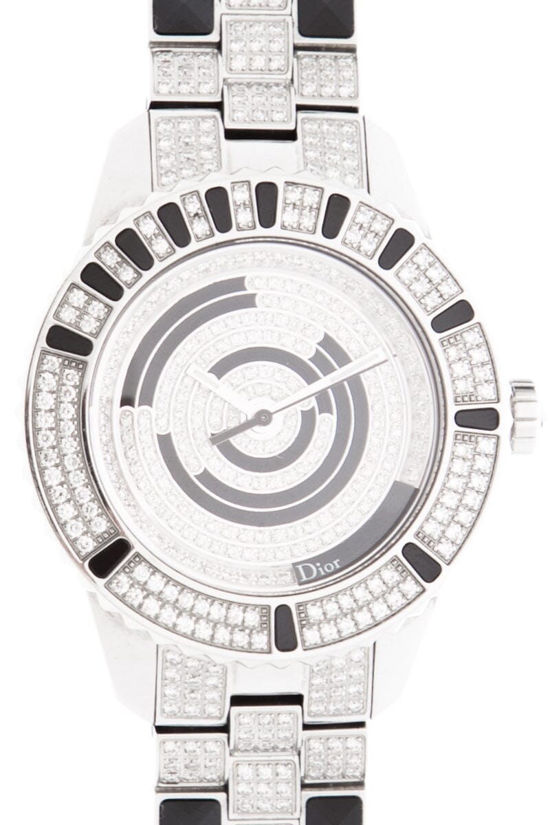 Side view of Dior women's black watch