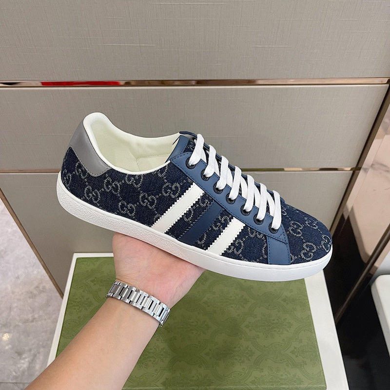 Gucci clean off-white luxury sneakers view 6 bold athletic profile