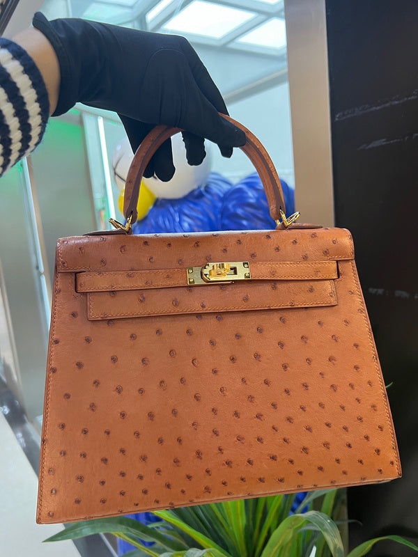 Side view of classic structured handbag