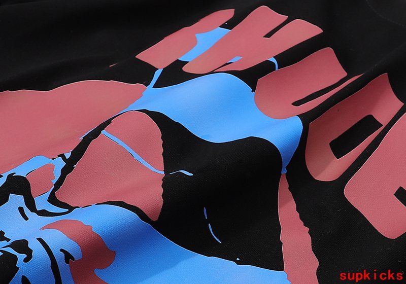 Close-up detail shot of Rhude luxury clothing with tailored silhouette