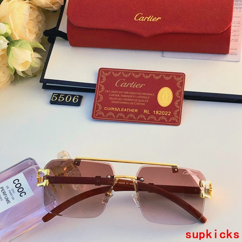Close-up detail view of Cartier unisex sunglasses
