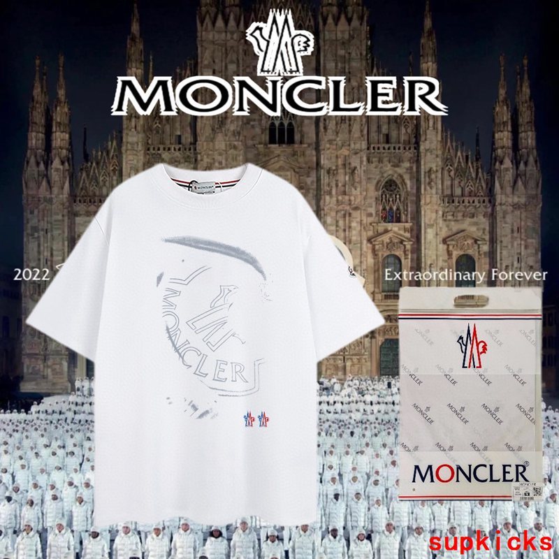 Back view of Moncler luxury clothing with monogram-inspired silhouette