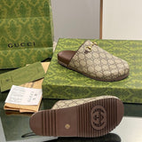 Side profile of Gucci two-tone sneakers breathable knit upper