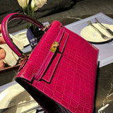 Side view of elegant structured handbag