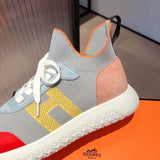 Hermès Burgundy Chunky Platform Sneakers - Back View
