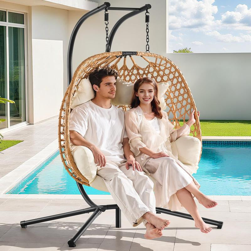 ONBRILL Double Hanging Egg Chair with Stand