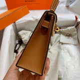 Side view of graceful structured handbag