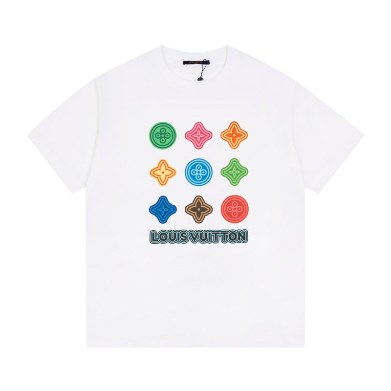Close-up detail shot of Louis Vuitton cotton t-shirt with contemporary cut