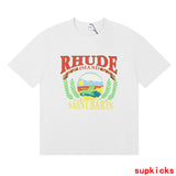 Full styled look of Rhude luxury clothing with signature branding