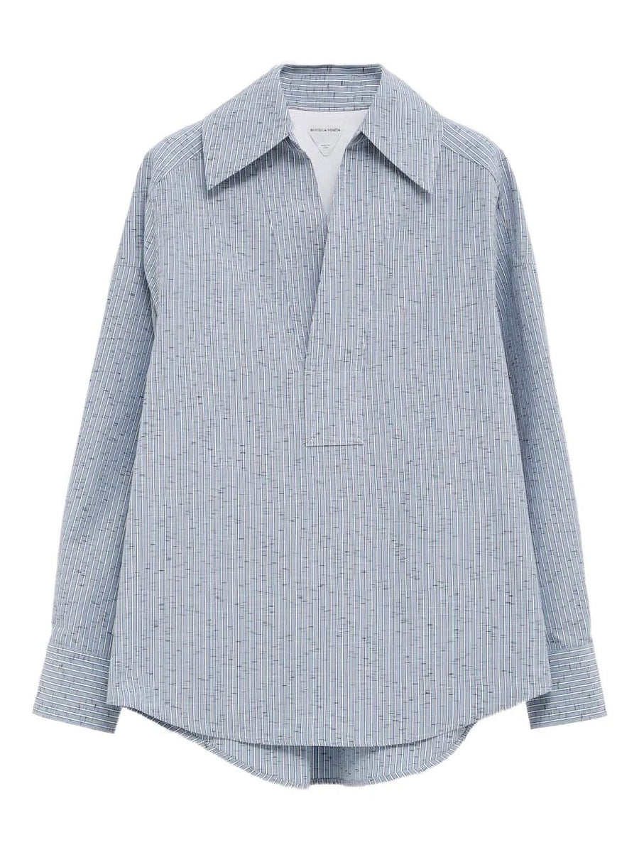 Bottega Veneta Tops? Bottega Veneta Women Cotton And Linen Striped Shirt Elegant Everyday Designer Top