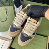 Gucci soft grey luxury sneakers view 5 classic court silhouette