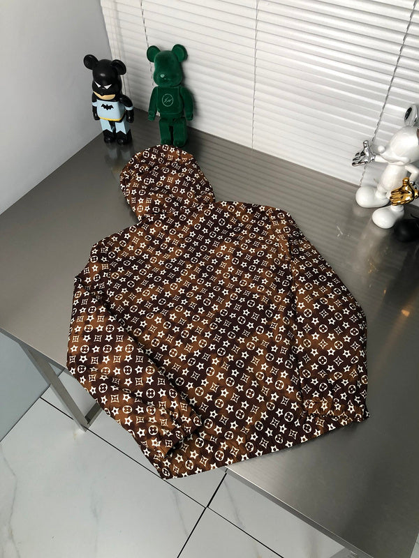 Front view of Louis Vuitton luxury clothing with tailored silhouette