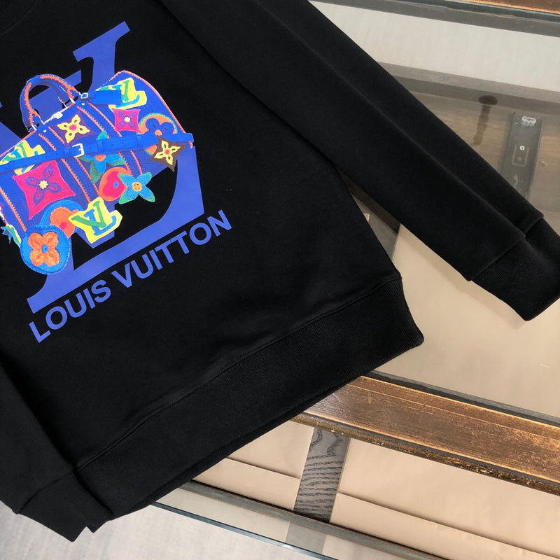Back view of Louis Vuitton luxury clothing with signature branding