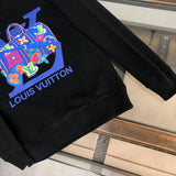 Back view of Louis Vuitton luxury clothing with signature branding