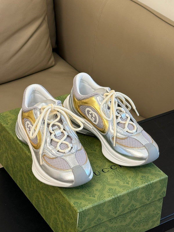 Gucci sneakers detailed view showing premium designer craftsmanship
