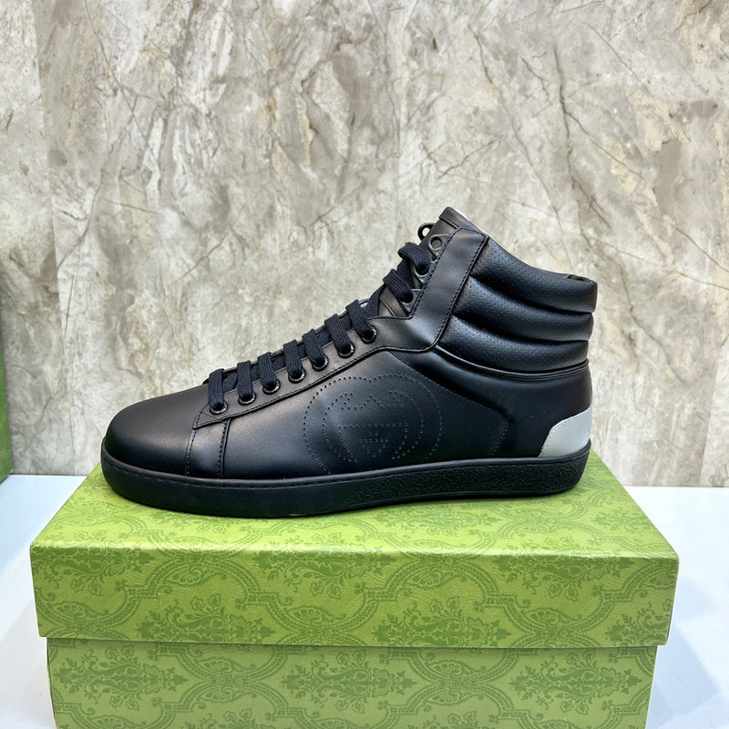 Gucci tonal black luxury sneakers view 10 bold athletic profile