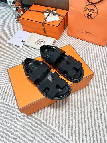 Hermès Red Ankle Strap Sandals - Full Silhouette View