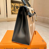 Side view of chic structured handbag