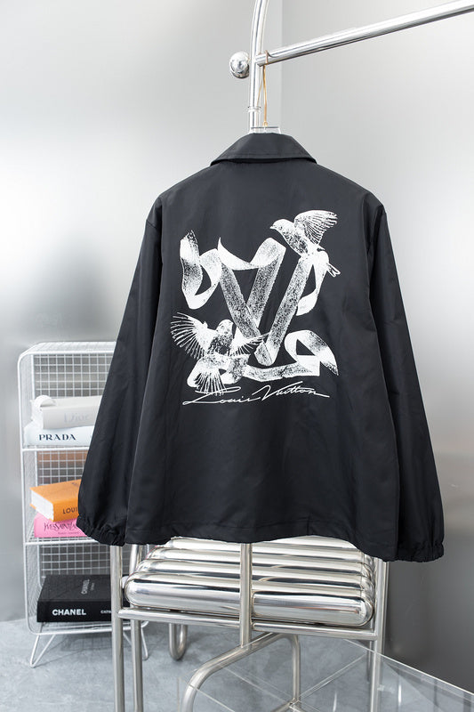 Side profile of Louis Vuitton luxury clothing with relaxed-fit cut