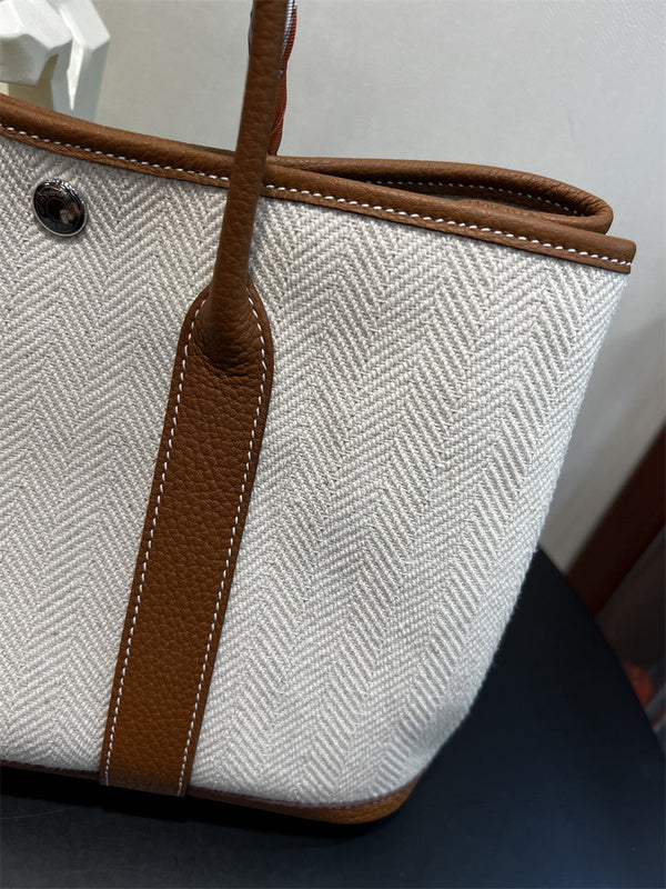 structured tote bag detail view showing craftsmanship