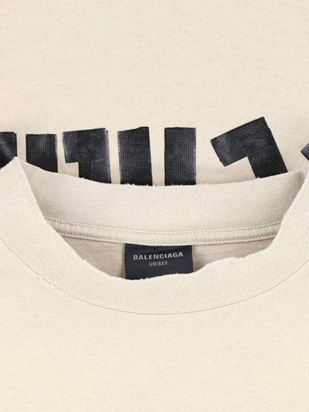 Balenciaga T-Shirts? Balenciaga Men "Tape Type" T-Shirt Casual Everyday Designer Tee