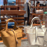 Side view of graceful structured handbag
