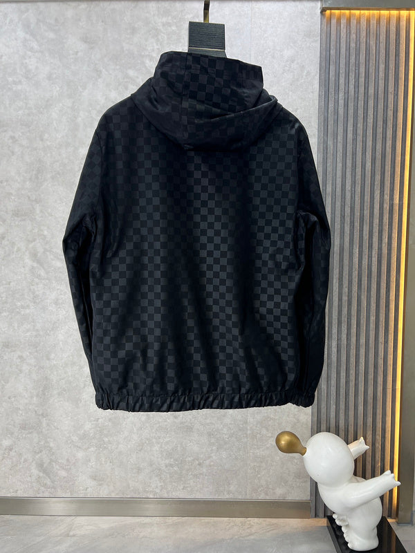 Side profile of Louis Vuitton luxury clothing with label-forward styling