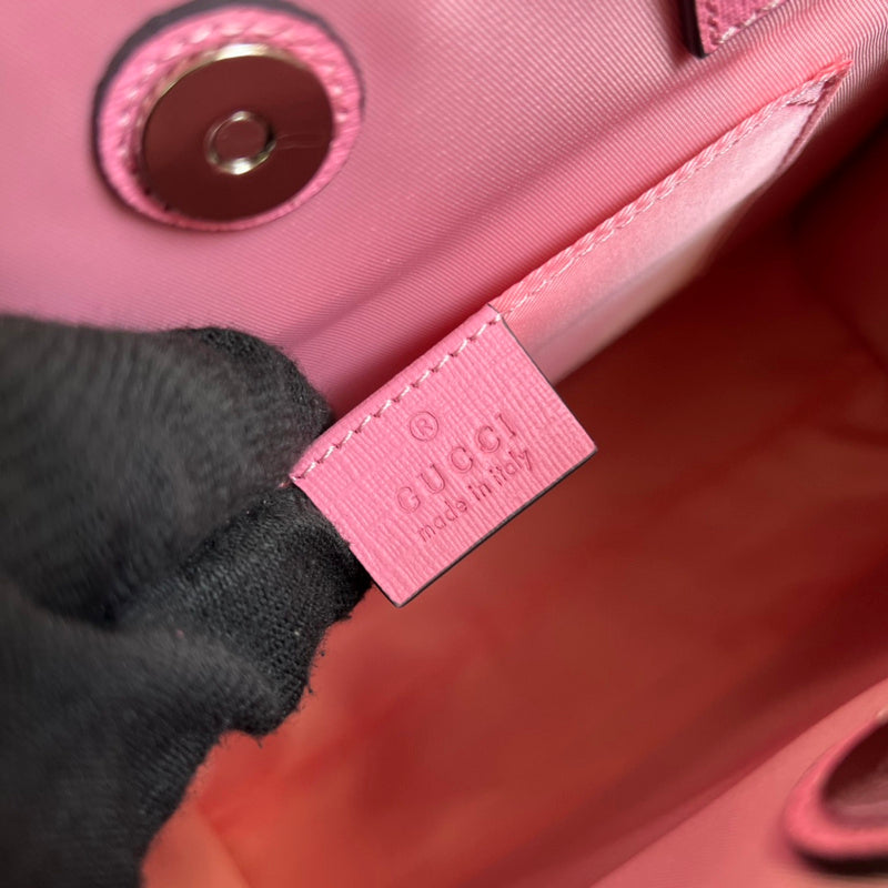 Side view of tailored structured handbag
