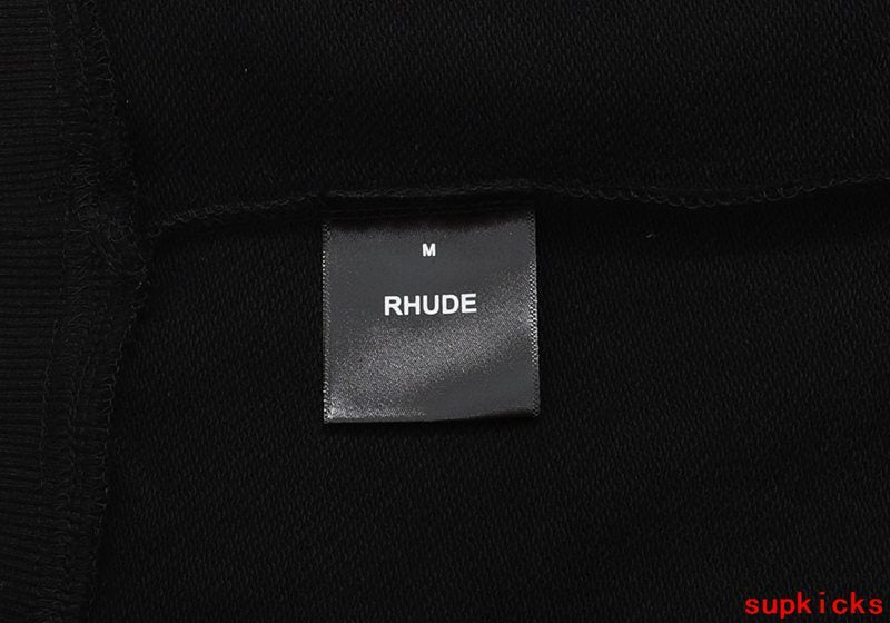 Side profile of Rhude luxury clothing with streetwear-inspired cut